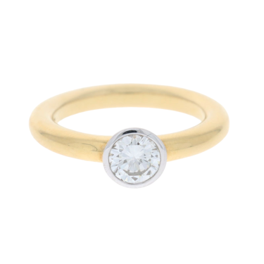 LUXORA bicolor Ring mit Brillant ca. 0,73 ct. aus 750 Gold # 54