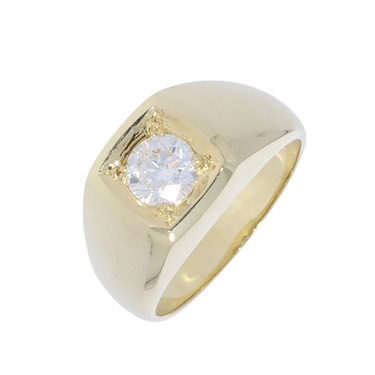massiver Ring mit Brillant ca. 1,00 ct. aus 585 Gelbgold # 60