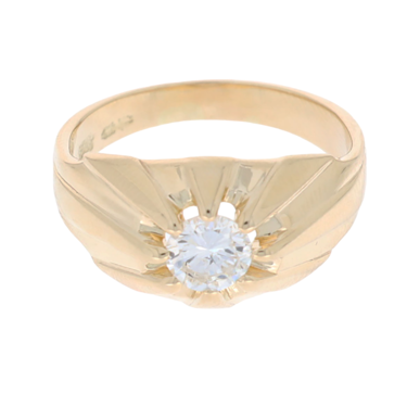 Ring mit Brillant 0,50 ct.  aus 585 Gelbgold # 53 mit HRD Zertifikat