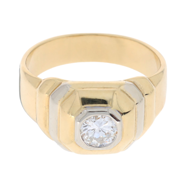 Bicolor Solitrring mit Brillant ca. 0,65 ct. aus 750 Gold # 62