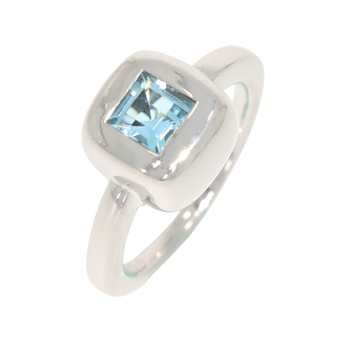 Ring mit einem Aquamarin aus 585 Weigold # 50