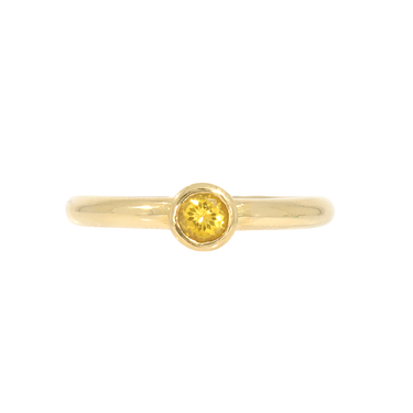 Bicolor Ring mit gelbem Saphir ca. 0,40 ct. aus 750 Gelbgold # 55