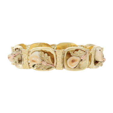 Bicolor Trachtenarmband mit 8 Grandeln aus 585 Gold 19,5 cm