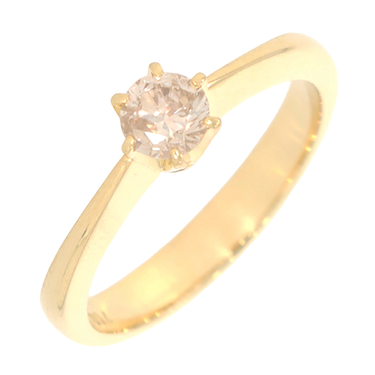 Solitrring mit Brillant ca. 0,55 ct. aus 750 Gelbgold # 60