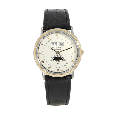 Blancpain Armbanduhr Villeret Moonphase Automatik aus Stahl / 750 Gelbgold