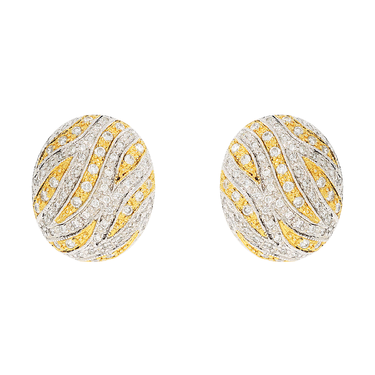 Bicolor Ohrclipse mit 152 Brillanten ca. 0,98 ct. aus 585 Gold