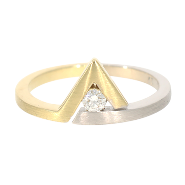 Bicolor Ring mit Brillant ca. 0,13 ct. aus 585 Gold # 56