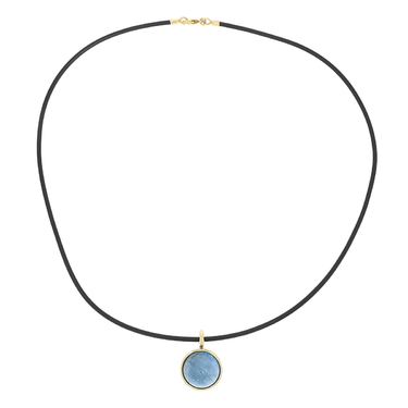 LUXORA Anhnger mit Aquamarin 16,60 ct. an Kautschukkette aus 585 Gelbgold 45,5 cm